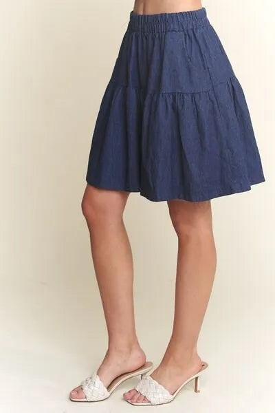 ADORA Elastic Waist Wide Leg Denim Shorts - Reed + Raven