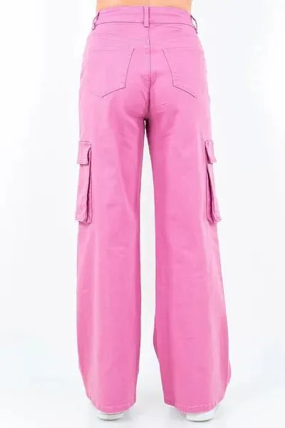 American Bazi Full Size Drawstring Wide Leg Cargo Pants Plus Size - Reed + Raven