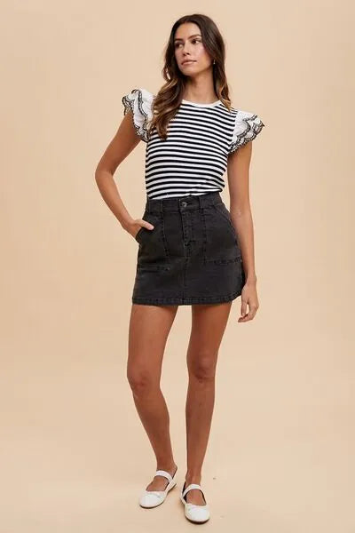 Annie Wear Cargo Denim Mini Skirt - Reed + Raven