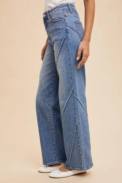 Annie Wear Decorative Seams Wide Leg Jeans - Reed + Raven