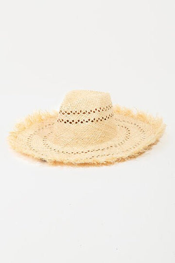Fame Openwork Raw Hem Weave Hat - Reed + Raven