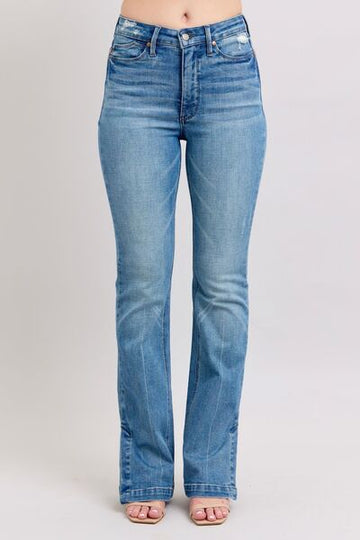 Judy Blue HW Tummy Control Vintage Wash Side Slit Slim Boot Jeans - Reed + Raven