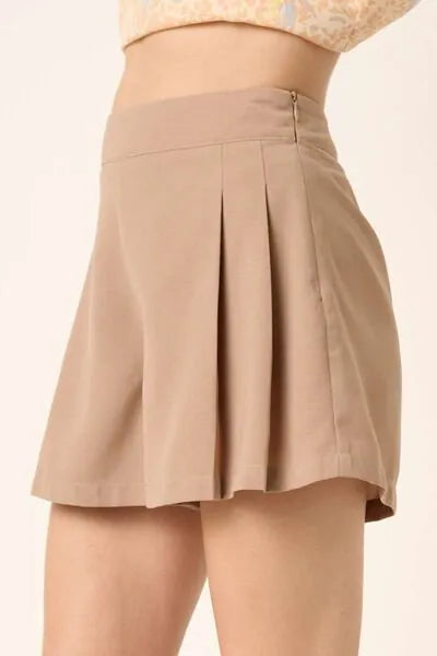 Mittoshop Side Invisible Zipper Pleated Shorts - Reed + Raven