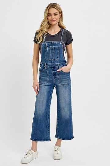 RISEN Full Size Knotted Strap Denim Overalls with Pockets Plus Size - Reed + Raven