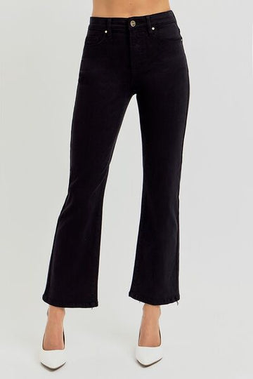 RISEN Full Size Tummy Control Elastic Band High Rise Crop Straight Jeans Plus Size - Reed + Raven