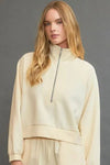Umgee Full Size Half Zip Cropped Sweatshirt Plus Size