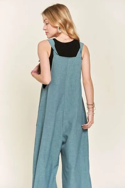 ADORA Knotted Wide Strap Wide Leg Overalls - Reed + Raven
