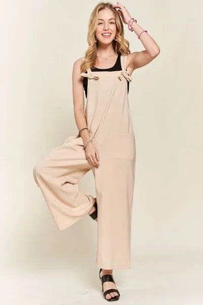 ADORA Knotted Wide Strap Wide Leg Overalls - Reed + Raven
