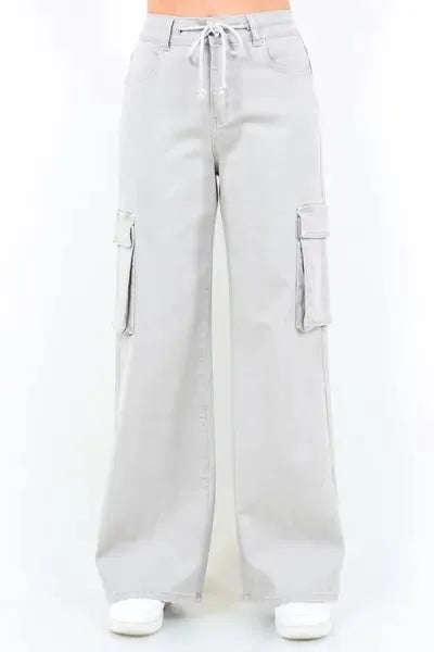American Bazi Full Size Drawstring Wide Leg Cargo Pants Plus Size - Reed + Raven
