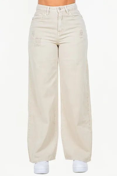 American Bazi High Waist Distressed Wide Leg Jeans - Reed + Raven