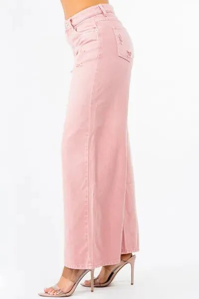 American Bazi High Waist Distressed Wide Leg Jeans - Reed + Raven