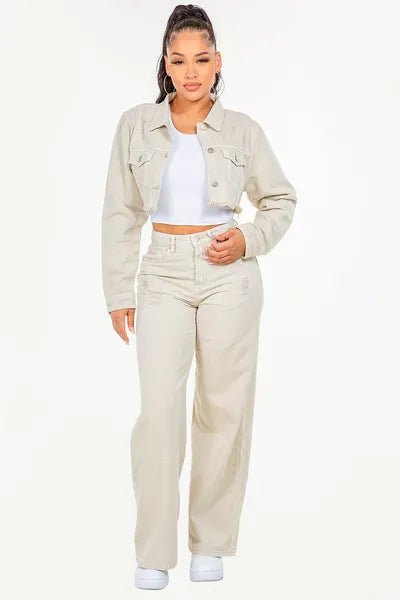 American Bazi High Waist Distressed Wide Leg Jeans - Reed + Raven