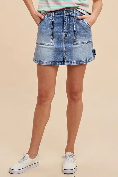 Annie Wear Cargo Denim Mini Skirt - Reed + Raven