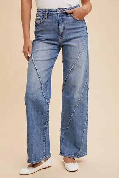 Annie Wear Decorative Seams Wide Leg Jeans - Reed + Raven