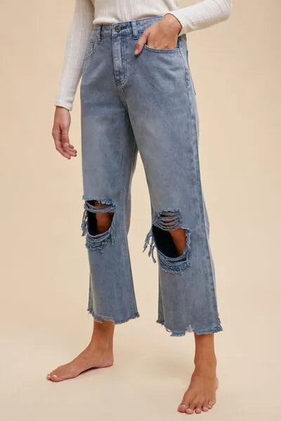 Annie Wear Distressed Raw Hem Jeans - Reed + Raven