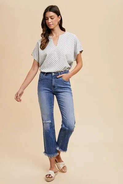 Annie Wear Distressed Raw Hem Straight Leg Cropped Jeans - Reed + Raven