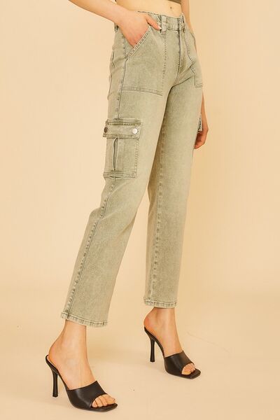 Annie Wear Straight Leg Jeans with Cargo Pockets - Reed + Raven