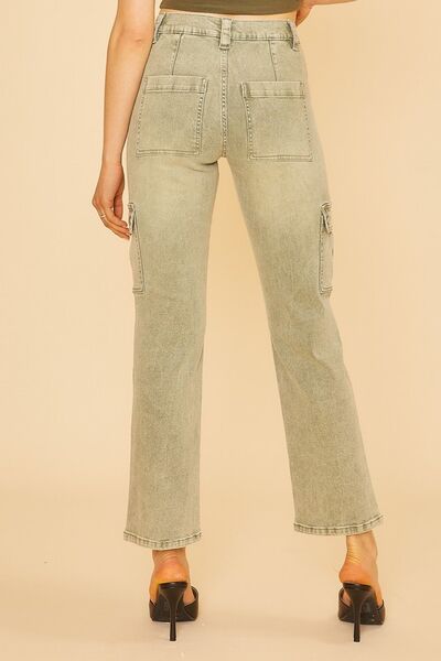 Annie Wear Straight Leg Jeans with Cargo Pockets - Reed + Raven