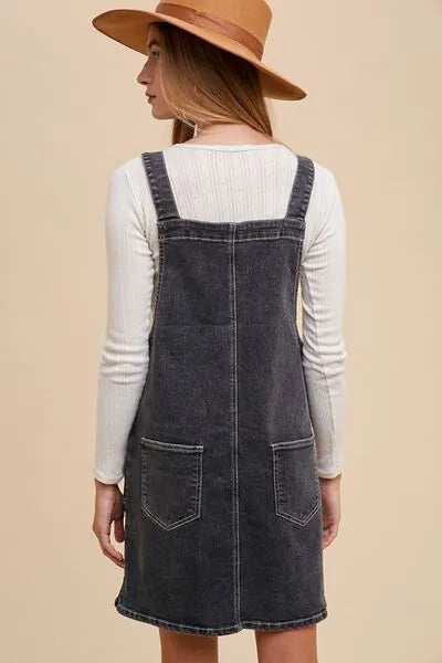 Annie Wear Wide Strap Denim Overall Dress with Pockets - Reed + Raven