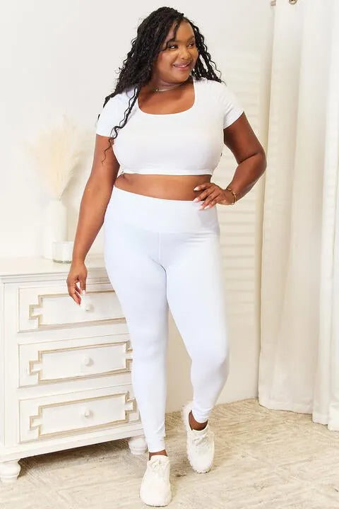 Double Take Wide Waistband Sports Leggings - Reed + Raven