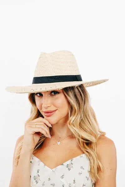 Fame Basket Weave Straw Sun Hat - Reed + Raven