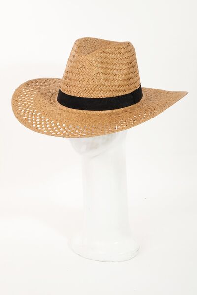 Fame Basket Weave Straw Sun Hat - Reed + Raven