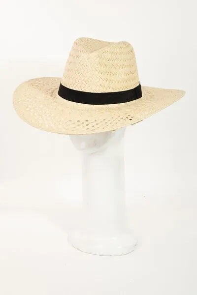 Fame Basket Weave Straw Sun Hat - Reed + Raven