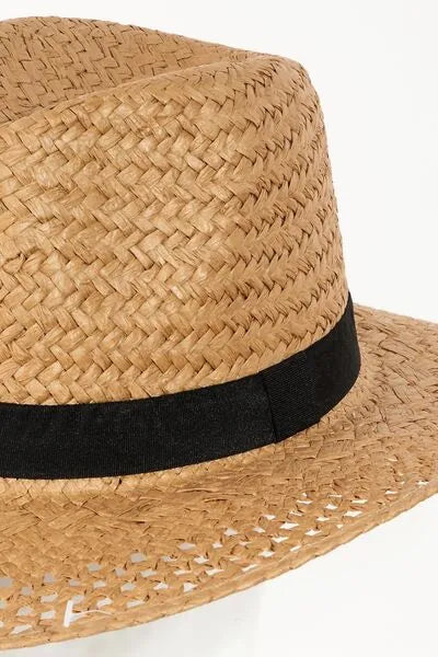 Fame Basket Weave Straw Sun Hat - Reed + Raven