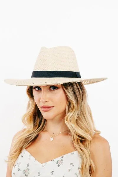 Fame Basket Weave Straw Sun Hat - Reed + Raven