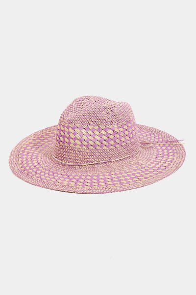 Fame Checkered Straw Weave Sun Hat - Reed + Raven