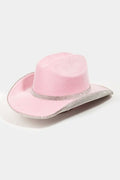 Fame Pave Rhinestone Trim Faux Suede Hat - Reed + Raven