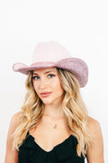 Fame Pave Rhinestone Trim Faux Suede Hat - Reed + Raven