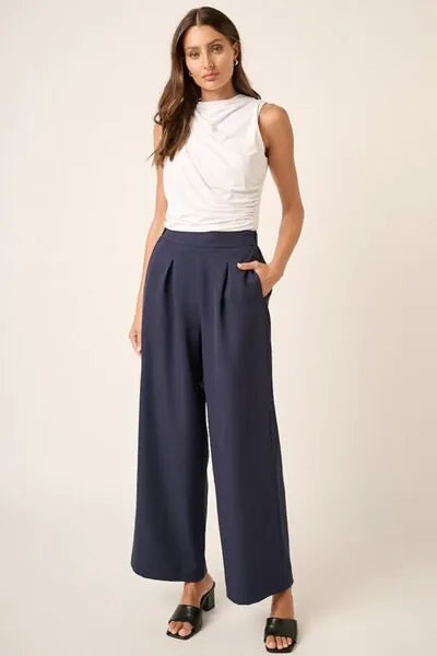 Mittoshop Inverted Pleat Detail Wide Leg Pants - Reed + Raven