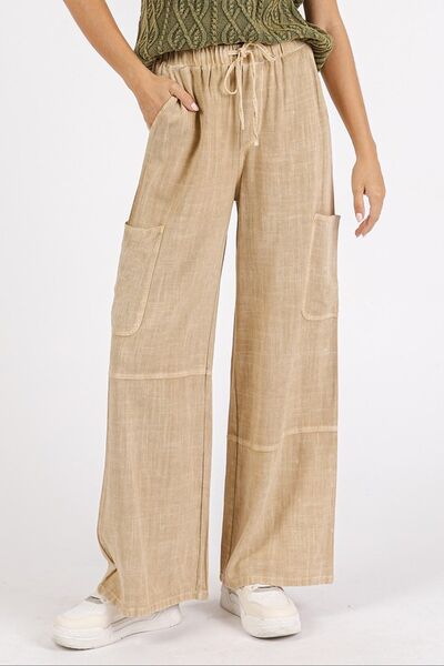 Mittoshop Mineral Wash Drawstring Elastic Waist Pants - Reed + Raven