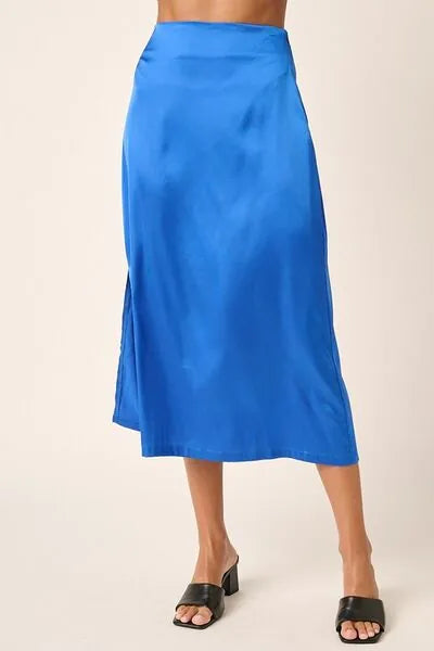 Mittoshop Side Slit Satin Midi Skirt - Reed + Raven