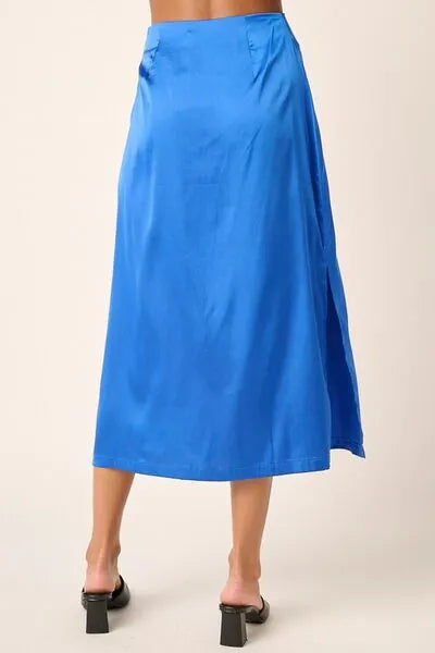 Mittoshop Side Slit Satin Midi Skirt - Reed + Raven