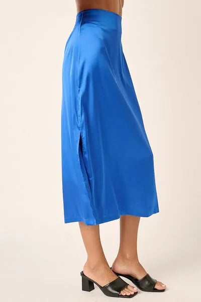 Mittoshop Side Slit Satin Midi Skirt - Reed + Raven