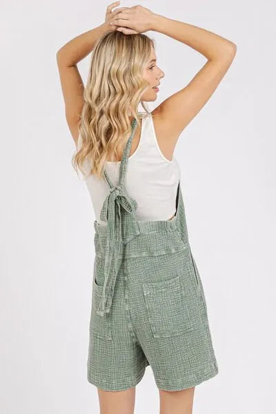 Mittoshop Textured Knotted Wide Strap Overalls - Reed + Raven