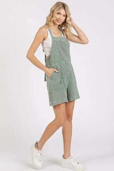 Mittoshop Textured Knotted Wide Strap Overalls - Reed + Raven