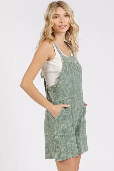 Mittoshop Textured Knotted Wide Strap Overalls - Reed + Raven