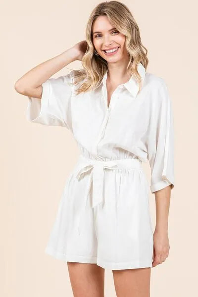 Mittoshop Tie Waist Half Sleeve Romper - Reed + Raven
