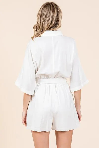 Mittoshop Tie Waist Half Sleeve Romper - Reed + Raven