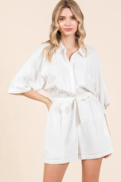 Mittoshop Tie Waist Half Sleeve Romper - Reed + Raven
