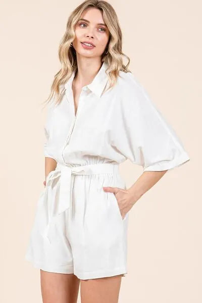 Mittoshop Tie Waist Half Sleeve Romper - Reed + Raven