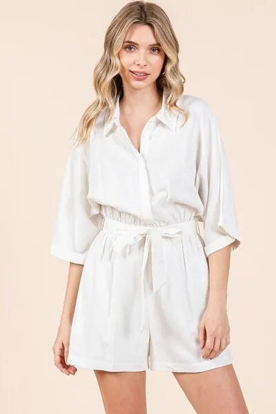 Mittoshop Tie Waist Half Sleeve Romper - Reed + Raven