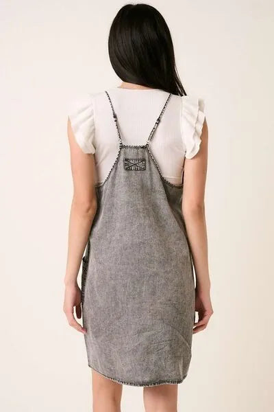 Mittoshop Washed Patch Pocket Mini Cami Denim Dress - Reed + Raven