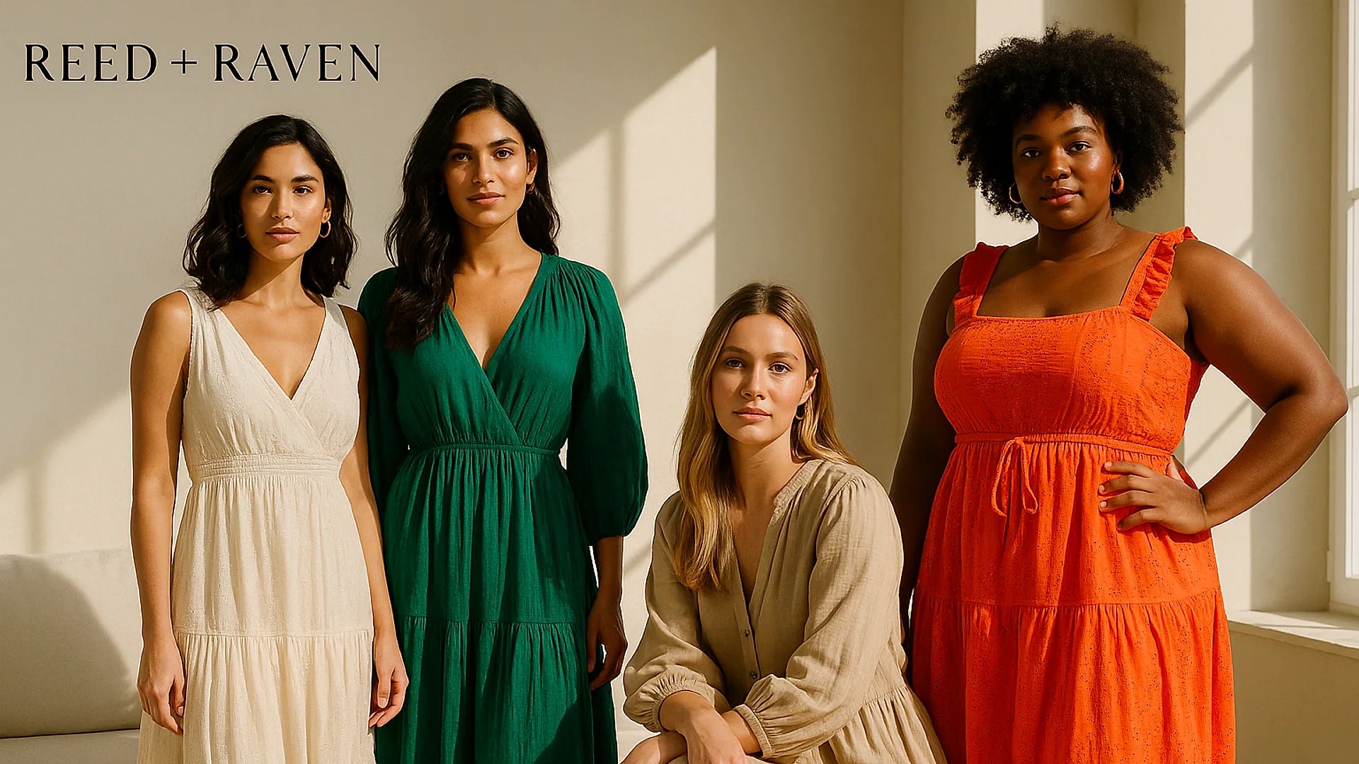 Boho-luxe lifestyle hero image for Reed + Raven homepage