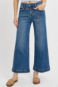 RISEN Full Size High Rise Crop Wide Leg Front Yoke Detail Jeans Plus Size - Reed + Raven