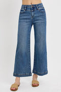 RISEN Full Size High Rise Crop Wide Leg Front Yoke Detail Jeans Plus Size - Reed + Raven