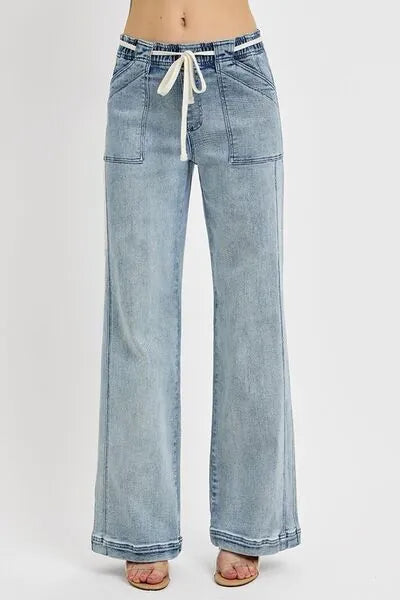 RISEN Full Size Straight Leg Jeans with Pockets Plus Size - Reed + Raven